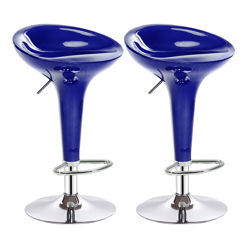 Modern Adjustable Height Swivel Armless Bar Stool with Metal Base Royal Blue 2 Piece Set Clearhalo 'Bar Furniture' 'Bar Stools' 'bar_stools' 'furn' 'furn_bar_stools' 'Furniture' 'Kitchen & Dining Furniture' 7686712