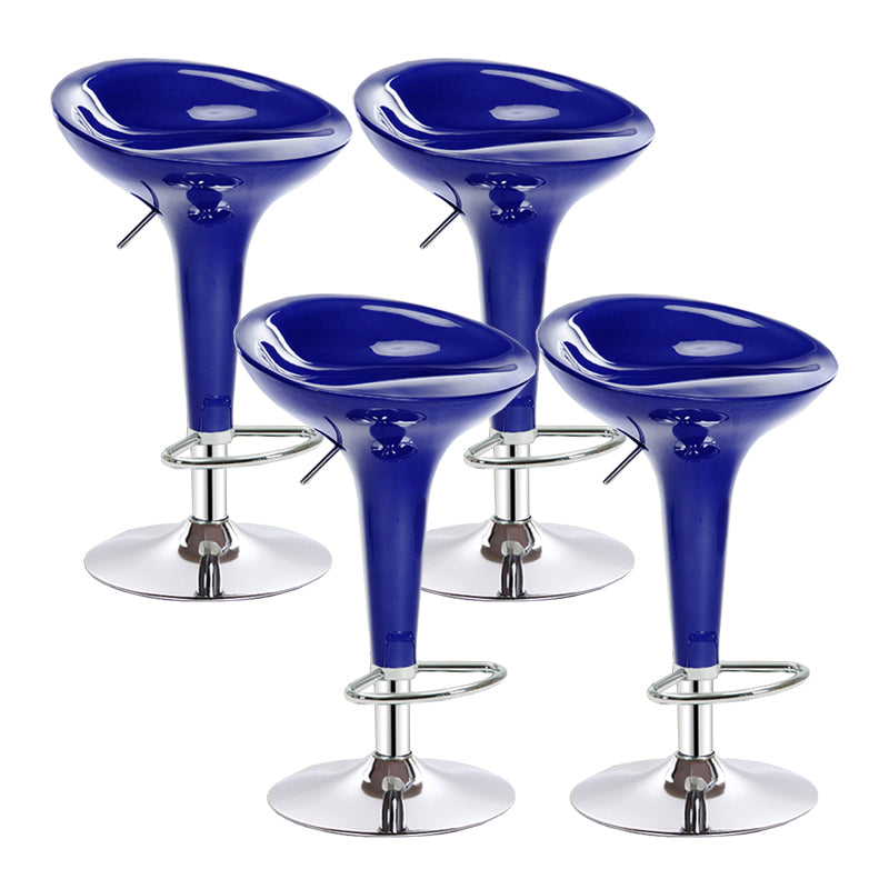 Modern Adjustable Height Swivel Armless Bar Stool with Metal Base Royal Blue 4 Piece Set Clearhalo 'Bar Furniture' 'Bar Stools' 'bar_stools' 'furn' 'furn_bar_stools' 'Furniture' 'Kitchen & Dining Furniture' 7686713