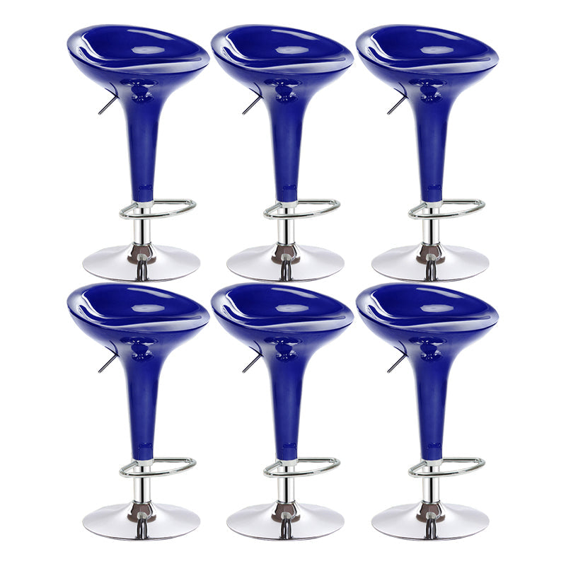 Modern Adjustable Height Swivel Armless Bar Stool with Metal Base Royal Blue 6 Piece Set Clearhalo 'Bar Furniture' 'Bar Stools' 'bar_stools' 'furn' 'furn_bar_stools' 'Furniture' 'Kitchen & Dining Furniture' 7686714