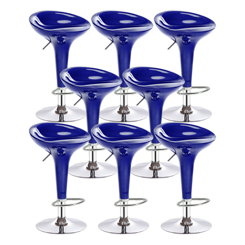 Modern Adjustable Height Swivel Armless Bar Stool with Metal Base Royal Blue 8 Piece Set Clearhalo 'Bar Furniture' 'Bar Stools' 'bar_stools' 'furn' 'furn_bar_stools' 'Furniture' 'Kitchen & Dining Furniture' 7686715