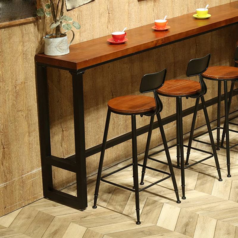 Industrial Low Back Counter & Bar Stool in Black and Brown for Restaurant Clearhalo 'Bar Furniture' 'Bar Stools' 'bar_stools' 'furn' 'furn_bar_stools' 'Furniture' 'Kitchen & Dining Furniture' 7686717