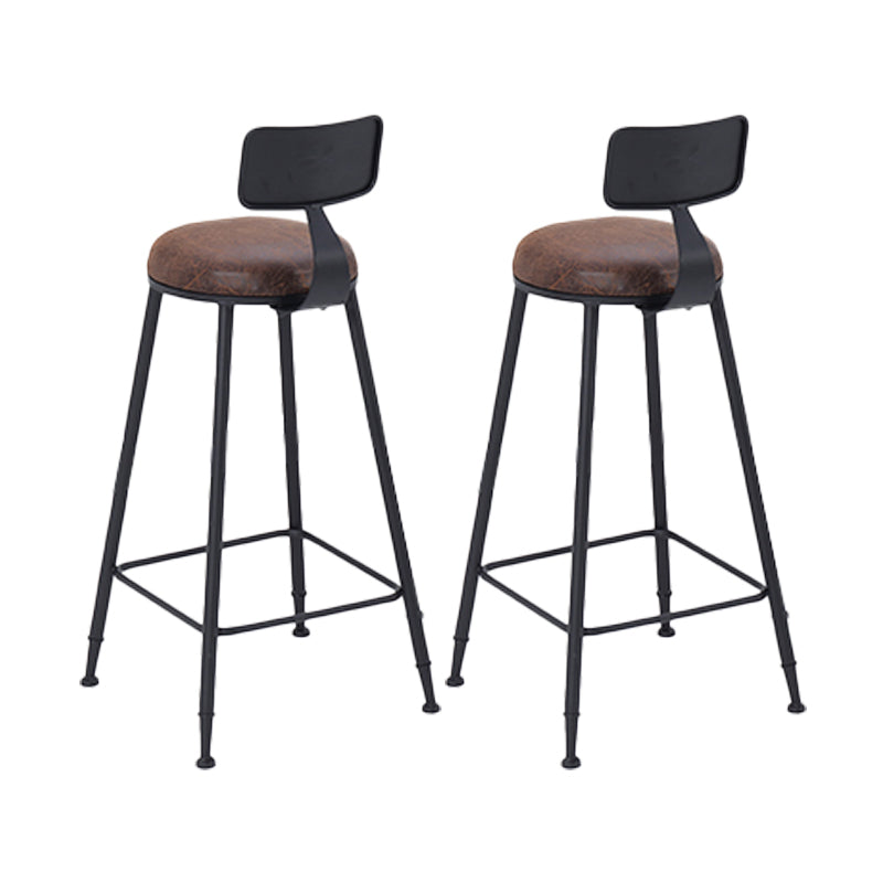 Industrial Low Back Counter & Bar Stool in Black and Brown for Restaurant Brown-Black 2 Piece Set Upholstered Clearhalo 'Bar Furniture' 'Bar Stools' 'bar_stools' 'furn' 'furn_bar_stools' 'Furniture' 'Kitchen & Dining Furniture' 7686718