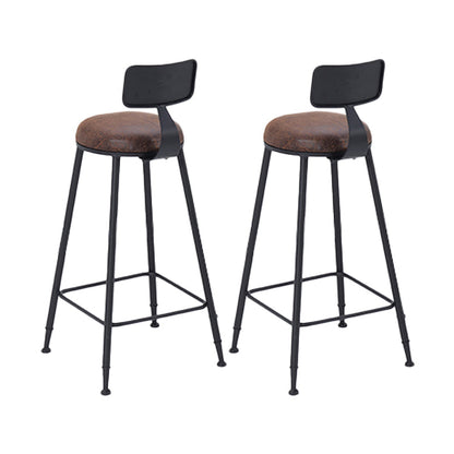 Industrial Low Back Counter & Bar Stool in Black and Brown for Restaurant Brown-Black 2 Piece Set Upholstered Clearhalo 'Bar Furniture' 'Bar Stools' 'bar_stools' 'furn' 'furn_bar_stools' 'Furniture' 'Kitchen & Dining Furniture' 7686718