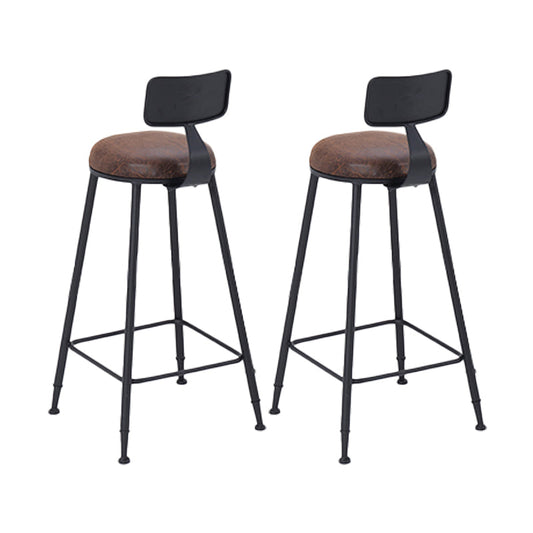 Industrial Low Back Counter & Bar Stool in Black and Brown for Restaurant Brown-Black 2 Piece Set Upholstered