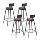 Industrial Low Back Counter & Bar Stool in Black and Brown for Restaurant Brown-Black 4 Piece Set Upholstered Clearhalo 'Bar Furniture' 'Bar Stools' 'bar_stools' 'furn' 'furn_bar_stools' 'Furniture' 'Kitchen & Dining Furniture' 7686719