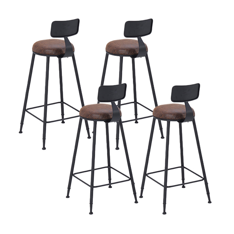 Industrial Low Back Counter & Bar Stool in Black and Brown for Restaurant Brown-Black 4 Piece Set Upholstered Clearhalo 'Bar Furniture' 'Bar Stools' 'bar_stools' 'furn' 'furn_bar_stools' 'Furniture' 'Kitchen & Dining Furniture' 7686719