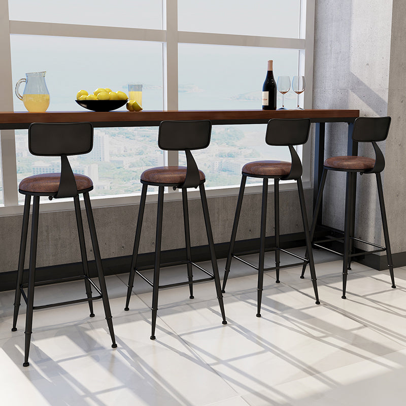 Industrial Low Back Counter & Bar Stool in Black and Brown for Restaurant Clearhalo 'Bar Furniture' 'Bar Stools' 'bar_stools' 'furn' 'furn_bar_stools' 'Furniture' 'Kitchen & Dining Furniture' 7686722