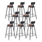 Industrial Low Back Counter & Bar Stool in Black and Brown for Restaurant Brown-Black 8 Piece Set Upholstered Clearhalo 'Bar Furniture' 'Bar Stools' 'bar_stools' 'furn' 'furn_bar_stools' 'Furniture' 'Kitchen & Dining Furniture' 7686724
