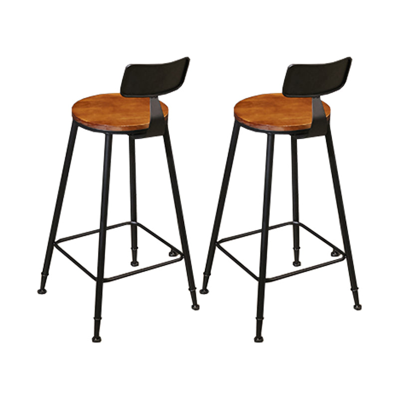 Industrial Low Back Counter & Bar Stool in Black and Brown for Restaurant Brown-Black 2 Piece Set Non-Upholstered Clearhalo 'Bar Furniture' 'Bar Stools' 'bar_stools' 'furn' 'furn_bar_stools' 'Furniture' 'Kitchen & Dining Furniture' 7686725