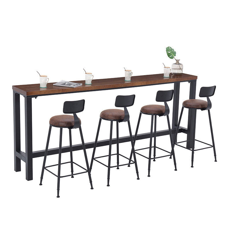 Industrial Low Back Counter & Bar Stool in Black and Brown for Restaurant Clearhalo 'Bar Furniture' 'Bar Stools' 'bar_stools' 'furn' 'furn_bar_stools' 'Furniture' 'Kitchen & Dining Furniture' 7686726