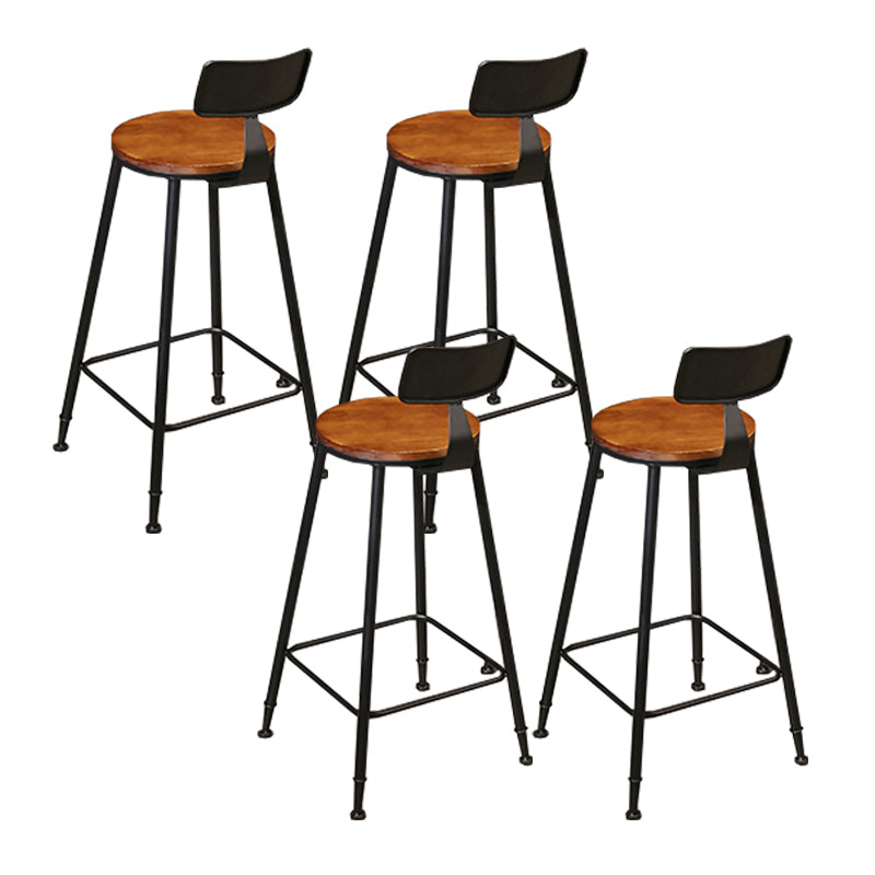 Industrial Low Back Counter & Bar Stool in Black and Brown for Restaurant Brown-Black 4 Piece Set Non-Upholstered Clearhalo 'Bar Furniture' 'Bar Stools' 'bar_stools' 'furn' 'furn_bar_stools' 'Furniture' 'Kitchen & Dining Furniture' 7686727