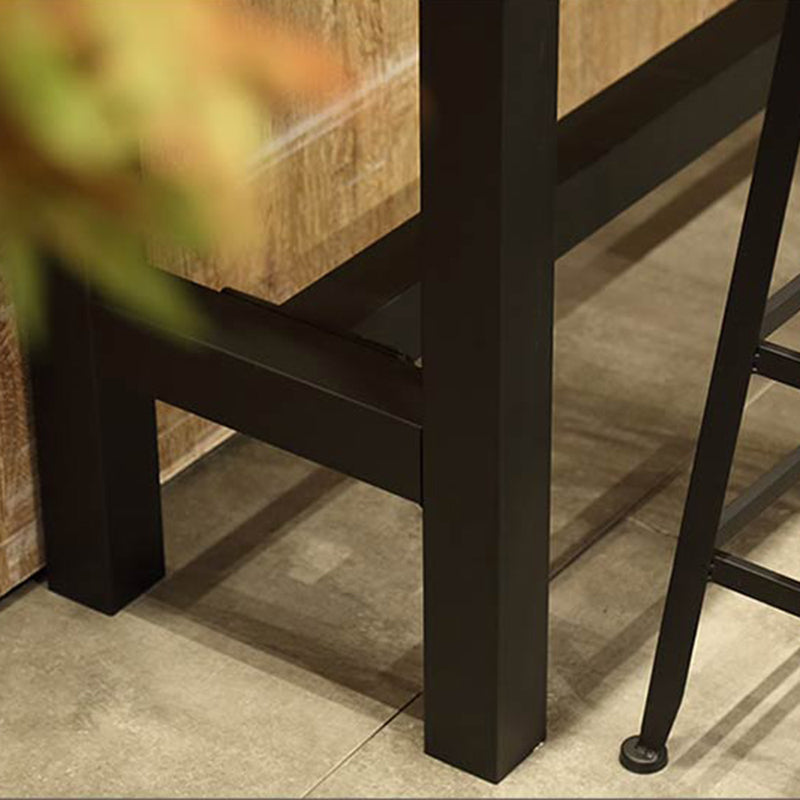 Industrial Low Back Counter & Bar Stool in Black and Brown for Restaurant Clearhalo 'Bar Furniture' 'Bar Stools' 'bar_stools' 'furn' 'furn_bar_stools' 'Furniture' 'Kitchen & Dining Furniture' 7686729