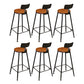 Industrial Low Back Counter & Bar Stool in Black and Brown for Restaurant Brown-Black 6 Piece Set Non-Upholstered Clearhalo 'Bar Furniture' 'Bar Stools' 'bar_stools' 'furn' 'furn_bar_stools' 'Furniture' 'Kitchen & Dining Furniture' 7686730