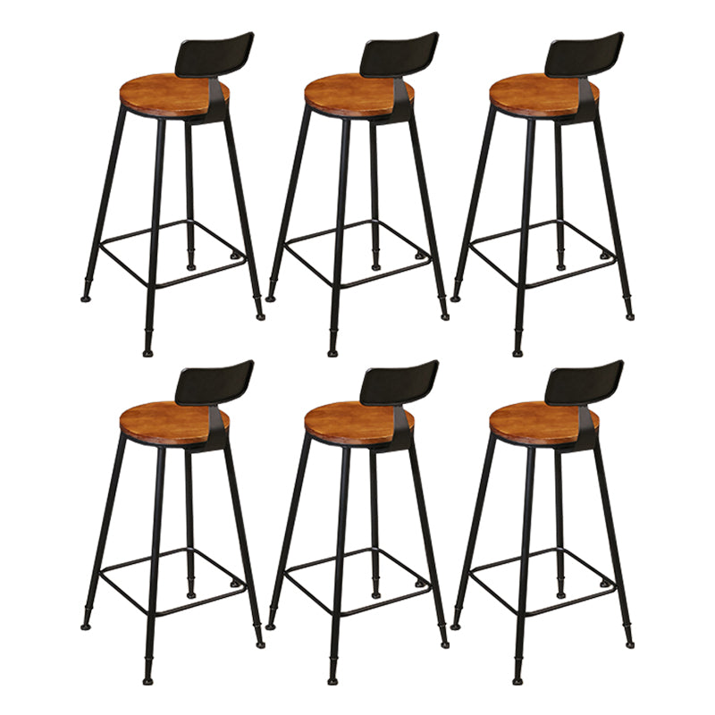 Industrial Low Back Counter & Bar Stool in Black and Brown for Restaurant Brown-Black 6 Piece Set Non-Upholstered Clearhalo 'Bar Furniture' 'Bar Stools' 'bar_stools' 'furn' 'furn_bar_stools' 'Furniture' 'Kitchen & Dining Furniture' 7686730