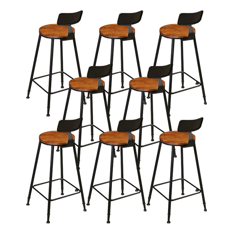 Industrial Low Back Counter & Bar Stool in Black and Brown for Restaurant Brown-Black 8 Piece Set Non-Upholstered Clearhalo 'Bar Furniture' 'Bar Stools' 'bar_stools' 'furn' 'furn_bar_stools' 'Furniture' 'Kitchen & Dining Furniture' 7686732