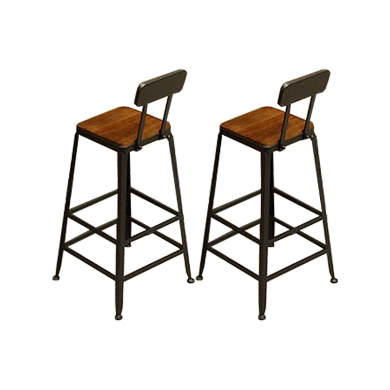 Industrial Low Back Counter & Bar Stool in Black and Brown for Restaurant Dark Brown Black 2 Piece Set Non-Upholstered Clearhalo 'Bar Furniture' 'Bar Stools' 'bar_stools' 'furn' 'furn_bar_stools' 'Furniture' 'Kitchen & Dining Furniture' 7686733