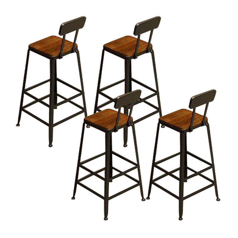 Industrial Low Back Counter & Bar Stool in Black and Brown for Restaurant Dark Brown Black 4 Piece Set Non-Upholstered Clearhalo 'Bar Furniture' 'Bar Stools' 'bar_stools' 'furn' 'furn_bar_stools' 'Furniture' 'Kitchen & Dining Furniture' 7686735