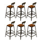 Industrial Low Back Counter & Bar Stool in Black and Brown for Restaurant Dark Brown Black 6 Piece Set Non-Upholstered Clearhalo 'Bar Furniture' 'Bar Stools' 'bar_stools' 'furn' 'furn_bar_stools' 'Furniture' 'Kitchen & Dining Furniture' 7686737