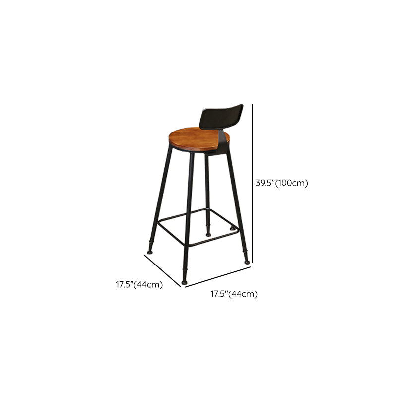 Industrial Low Back Counter & Bar Stool in Black and Brown for Restaurant Clearhalo 'Bar Furniture' 'Bar Stools' 'bar_stools' 'furn' 'furn_bar_stools' 'Furniture' 'Kitchen & Dining Furniture' 7686740