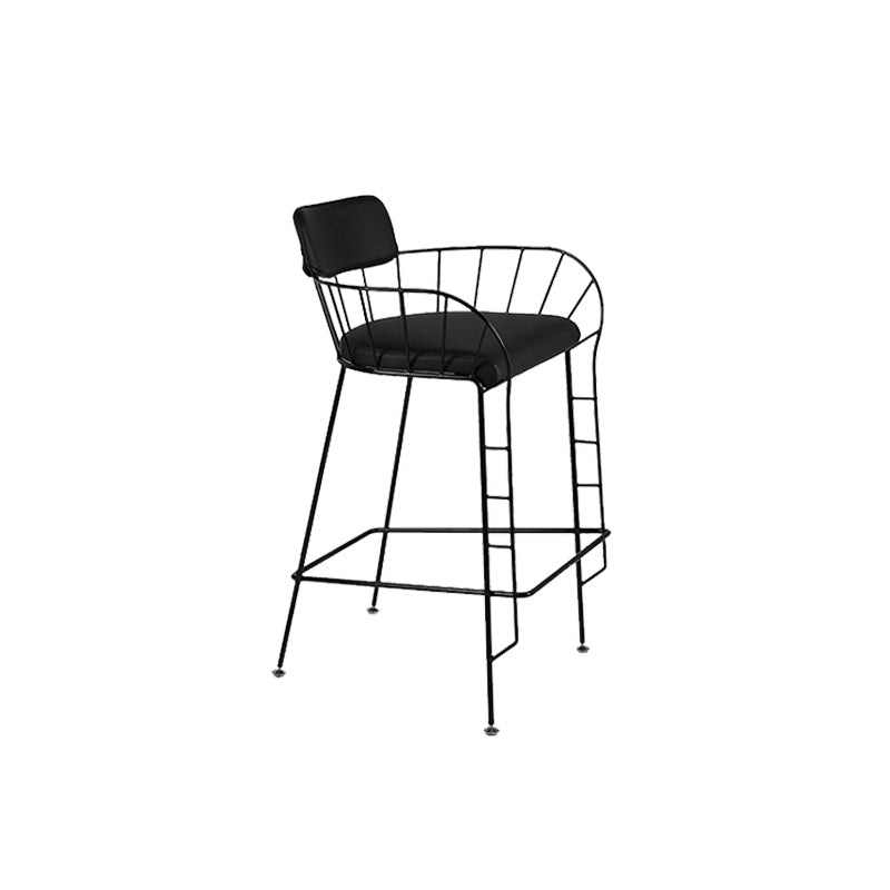 Contemporary Indoor Metal Legs Upholstered Bar Stool with Footrest