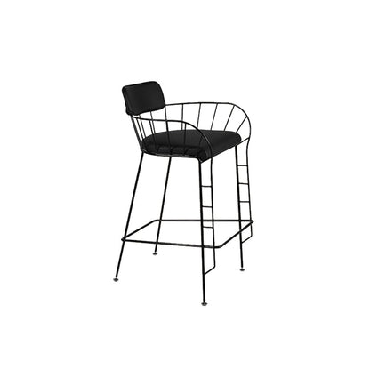 Contemporary Indoor Metal Legs Upholstered Bar Stool with Footrest
