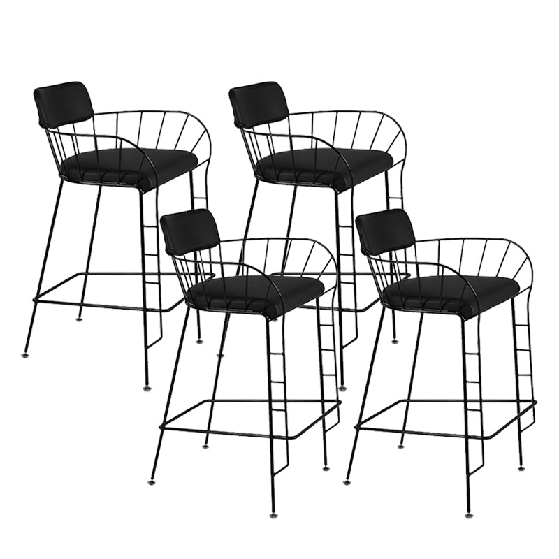 Contemporary Indoor Metal Legs Upholstered Bar Stool with Footrest