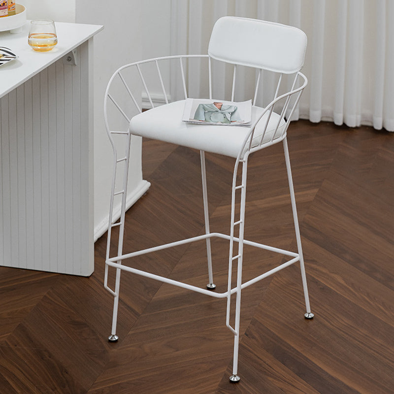 Contemporary Indoor Metal Legs Upholstered Bar Stool with Footrest