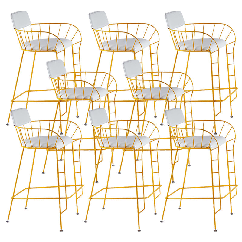 Contemporary Indoor Metal Legs Upholstered Bar Stool with Footrest