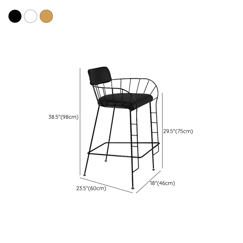 Contemporary Indoor Metal Legs Upholstered Bar Stool with Footrest