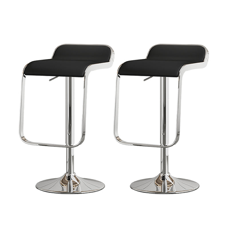 Modern Adjustable Height Swivel Faux Leather Bar Stool with Footrest