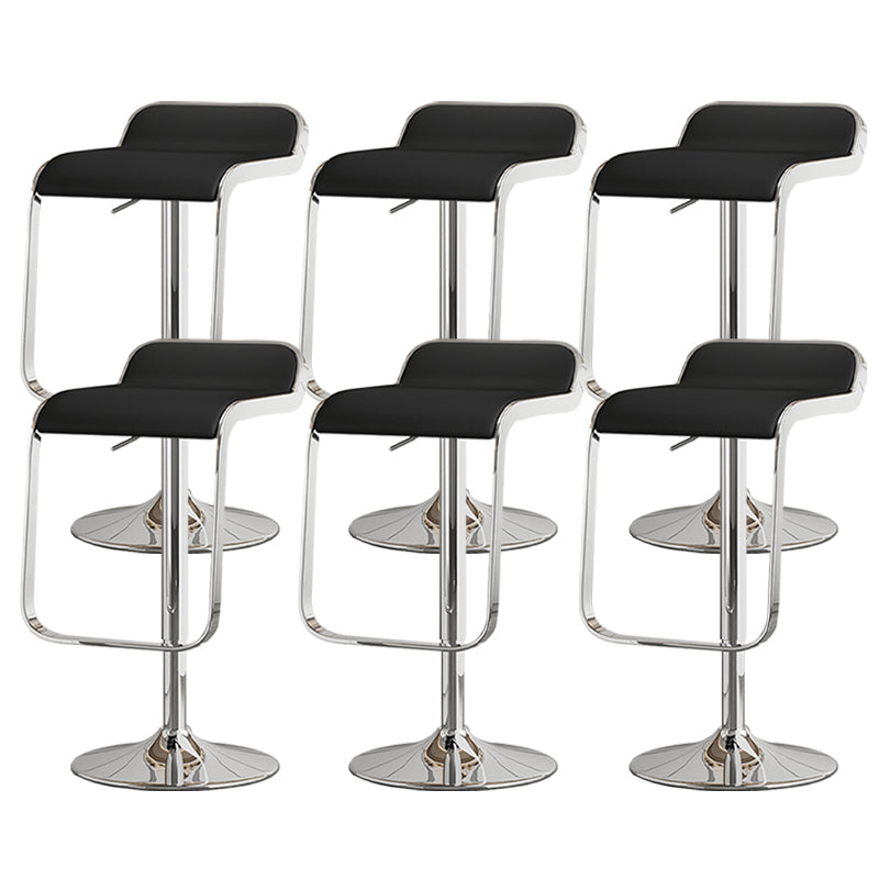 Modern Adjustable Height Swivel Faux Leather Bar Stool with Footrest