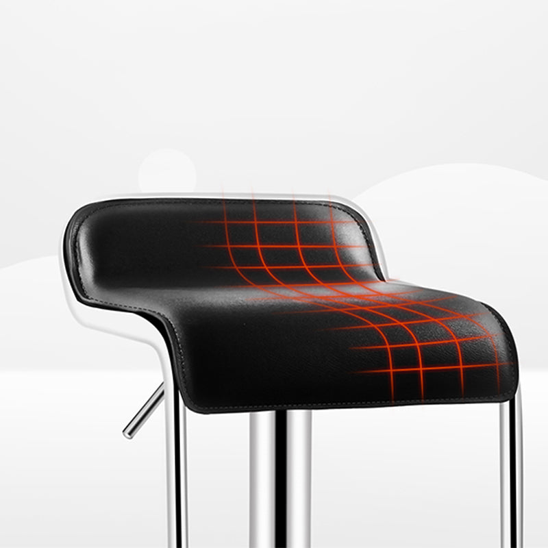 Modern Adjustable Height Swivel Faux Leather Bar Stool with Footrest