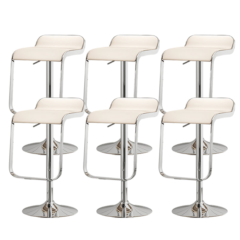 Modern Adjustable Height Swivel Faux Leather Bar Stool with Footrest