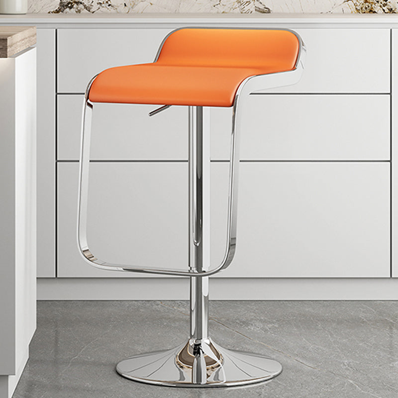 Modern Adjustable Height Swivel Faux Leather Bar Stool with Footrest