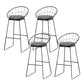 Contemporary Living Room Metal Legs Upholstered Bar Stool with Footrest