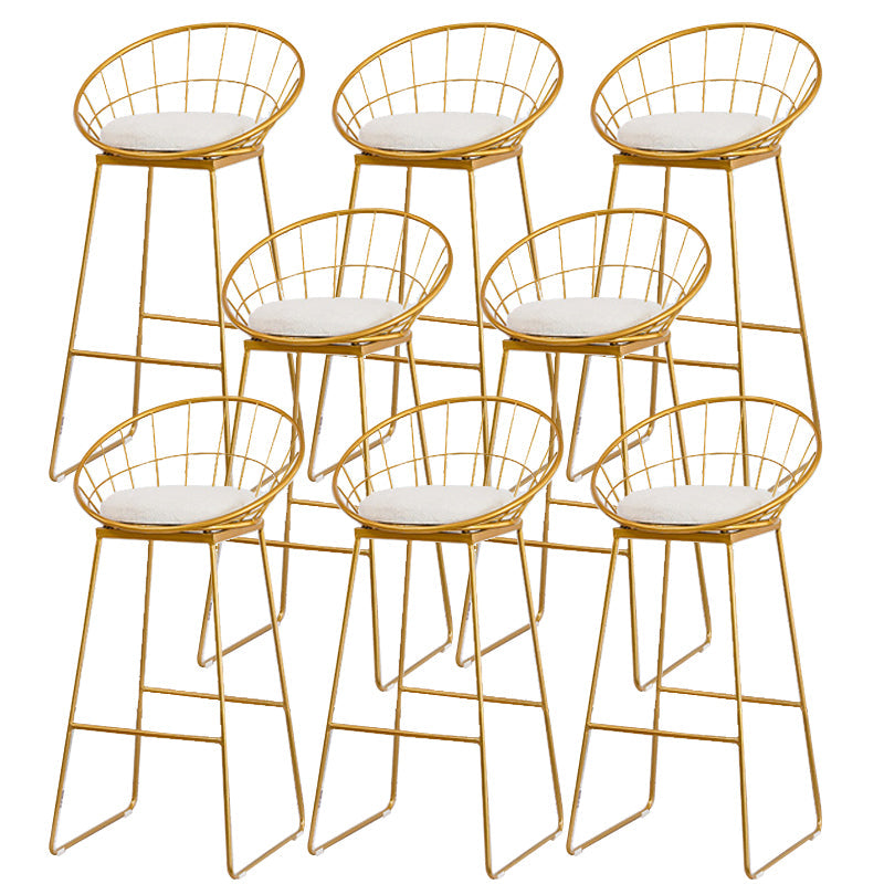 Contemporary Living Room Metal Legs Upholstered Bar Stool with Footrest