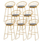 Contemporary Living Room Metal Legs Upholstered Bar Stool with Footrest