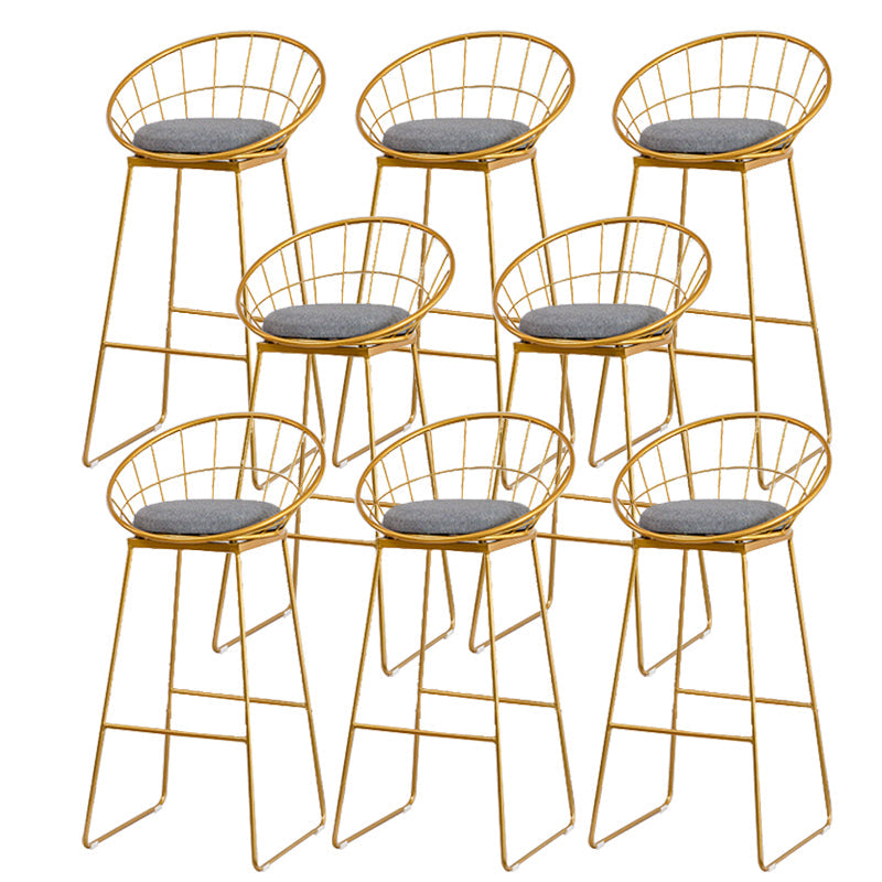 Contemporary Living Room Metal Legs Upholstered Bar Stool with Footrest