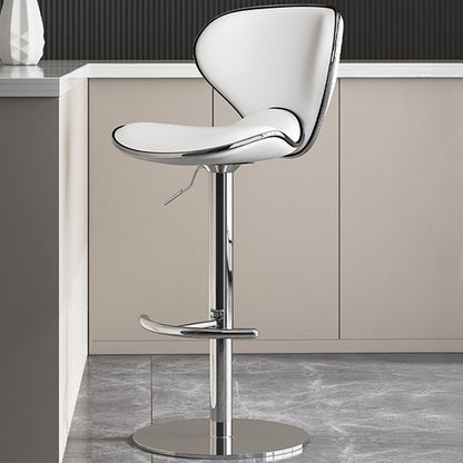 Modern Faux Leather Adjustable Height Swivel Bar Stool with Footrest White 1 Piece Clearhalo 'Bar Furniture' 'Bar Stools' 'bar_stools' 'furn' 'furn_bar_stools' 'Furniture' 'Kitchen & Dining Furniture' 7686839