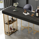 Contemporary 1/2/3 Pieces Stone Rectangular Bar Table Set for Indoor Clearhalo 'Bar Furniture' 'furn' 'furn_home_bar_bar_sets' 'Furniture' 'Home Bars & Bar Sets' 'home_bar_bar_sets' 'Kitchen & Dining Furniture' 7686970