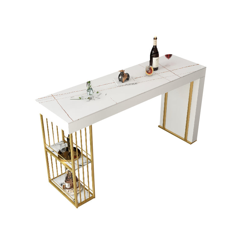 Contemporary 1/2/3 Pieces Stone Rectangular Bar Table Set for Indoor Table White Clearhalo 'Bar Furniture' 'furn' 'furn_home_bar_bar_sets' 'Furniture' 'Home Bars & Bar Sets' 'home_bar_bar_sets' 'Kitchen & Dining Furniture' 7686972