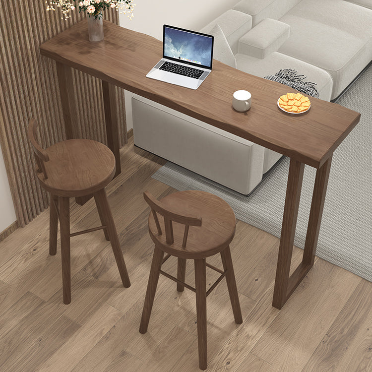 Table de salle à manger de bar rectangulaire en bois massif, intérieur moderne, marron