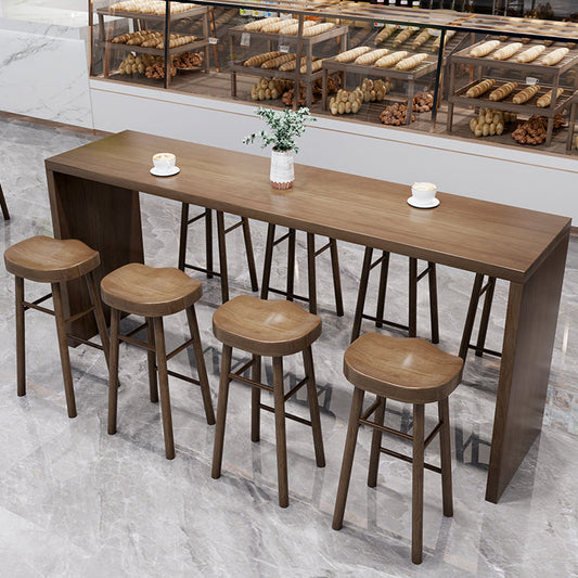 Modern massief houten indoor rechthoek Dubbele voetstuk Bar eettafel