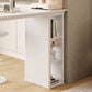 Mesa de bar blanca de forma libre con base de almacenamiento para lugares pequeños
