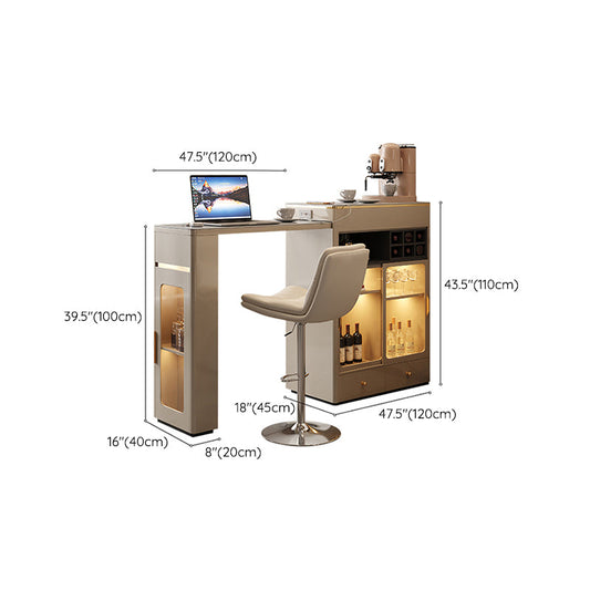 Hedendaagse stenen bovenbalktafel met gefabriceerde houten opslagbasis
