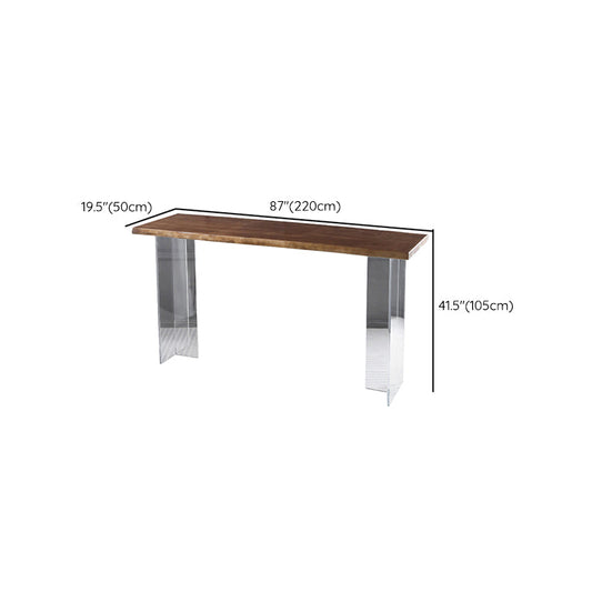 Modern Solid Wood Acrylic Base Bar Table for Kitchen Dining Room Clearhalo 'Bar Furniture' 'Bar Tables' 'bar_tables' 'furn' 'furn_bar_tables' 'Furniture' 'Kitchen & Dining Furniture' 7687123