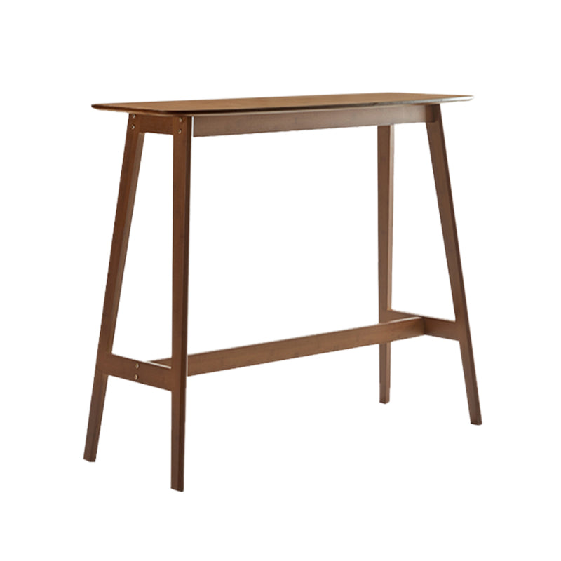 Modern Bamboo Rectangle Pub Table with Trestle for Living Room Tan Without Chairs Clearhalo 'Bar Furniture' 'Bar Tables' 'bar_tables' 'furn' 'furn_bar_tables' 'Furniture' 'Kitchen & Dining Furniture' 7687126