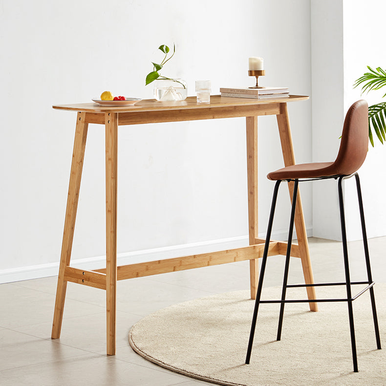 Modern Bamboo Rectangle Pub Table with Trestle for Living Room Clearhalo 'Bar Furniture' 'Bar Tables' 'bar_tables' 'furn' 'furn_bar_tables' 'Furniture' 'Kitchen & Dining Furniture' 7687135