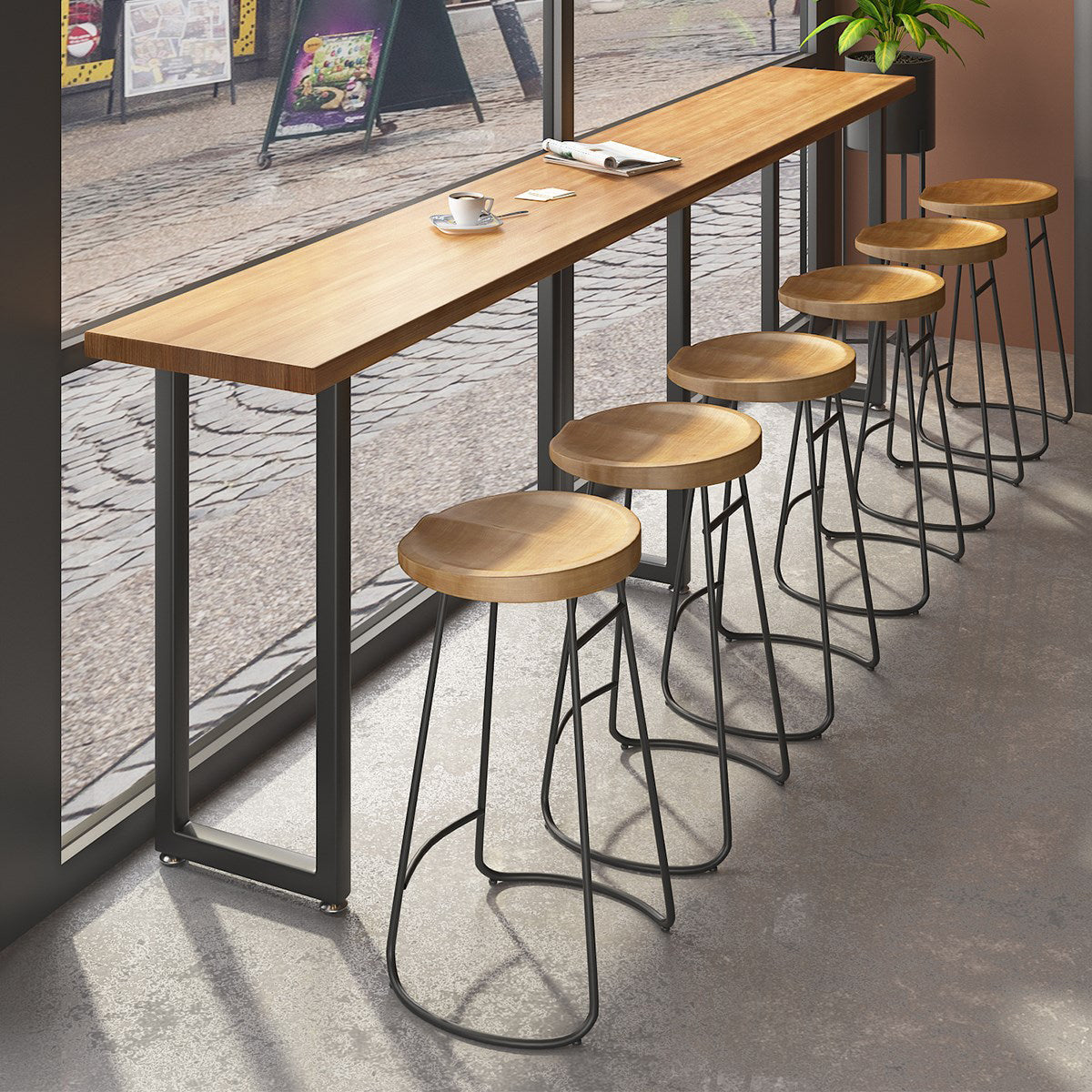 Solid Wood Rectangle Bistro Table with Metal Frame for Living Room Clearhalo 'Bar Furniture' 'Bar Tables' 'bar_tables' 'furn' 'furn_bar_tables' 'Furniture' 'Kitchen & Dining Furniture' 7687151