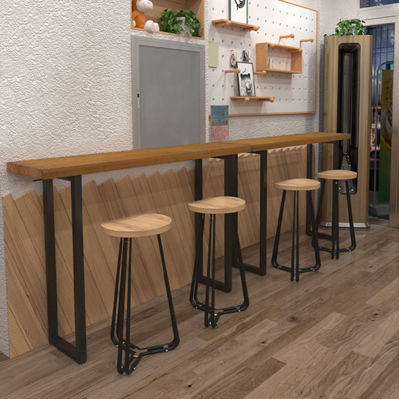 Solid Wood Rectangle Bistro Table with Metal Frame for Living Room Clearhalo 'Bar Furniture' 'Bar Tables' 'bar_tables' 'furn' 'furn_bar_tables' 'Furniture' 'Kitchen & Dining Furniture' 7687153